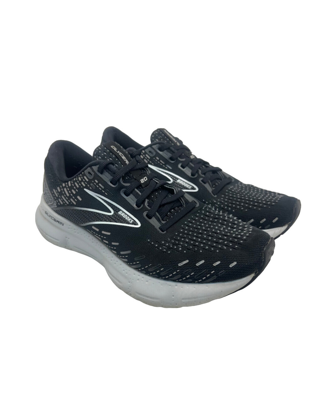 Brooks Women's Glycerin 20 Athletic Running Sneakers Black/White Size 9B